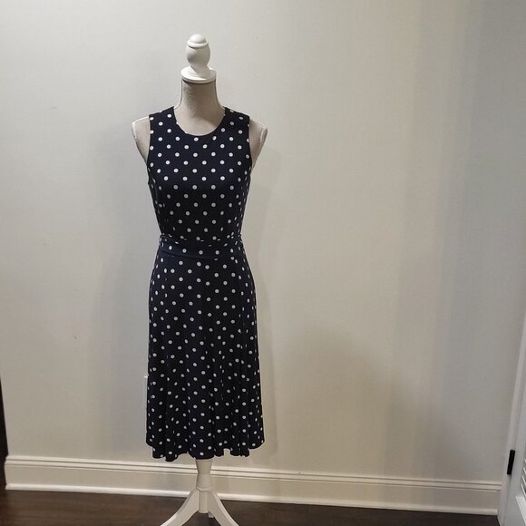 Lauren Ralph Lauren Flattering Size 6 Black & White Po, Sleeveless Dress - Picture 1 of 10